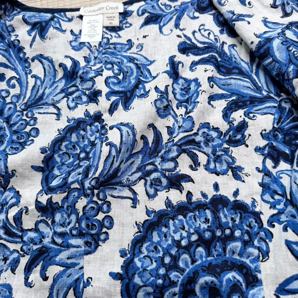 Coldwater Creek Reversible Navy Eyelet Floral Jacket 10 - Picture 9 of 14